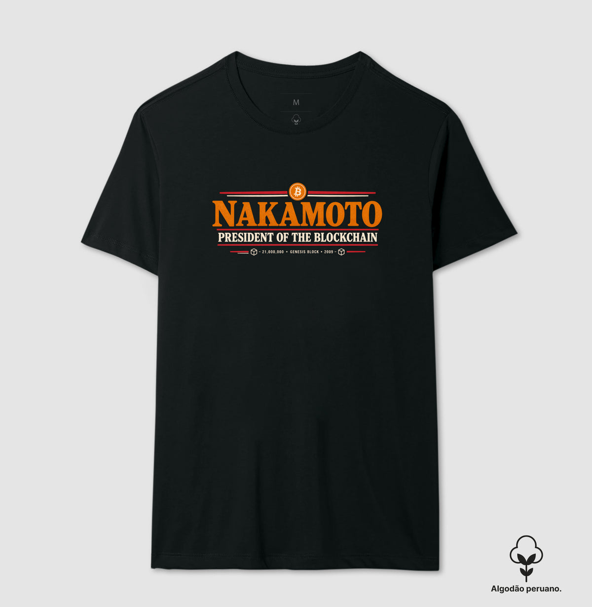 Camiseta CryptoShirts Satoshi President Of Blockchain — Algodão Peruano