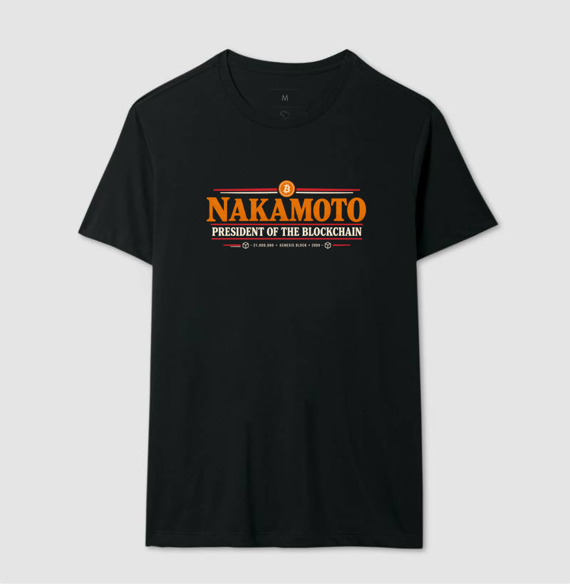 Camiseta CryptoShirts Satoshi President Of Blockchain — 100% Algodão