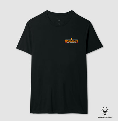 Camiseta CryptoShirts Satoshi President Of Blockchain Minimalista —  Algodão Peruano