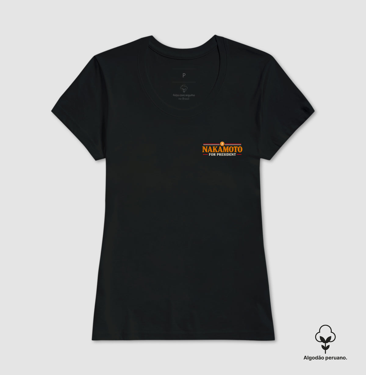 Camiseta CryptoShirts Satoshi President Of Blockchain Minimalista —  Algodão Peruano