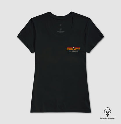 Camiseta CryptoShirts Satoshi President Of Blockchain Minimalista —  Algodão Peruano