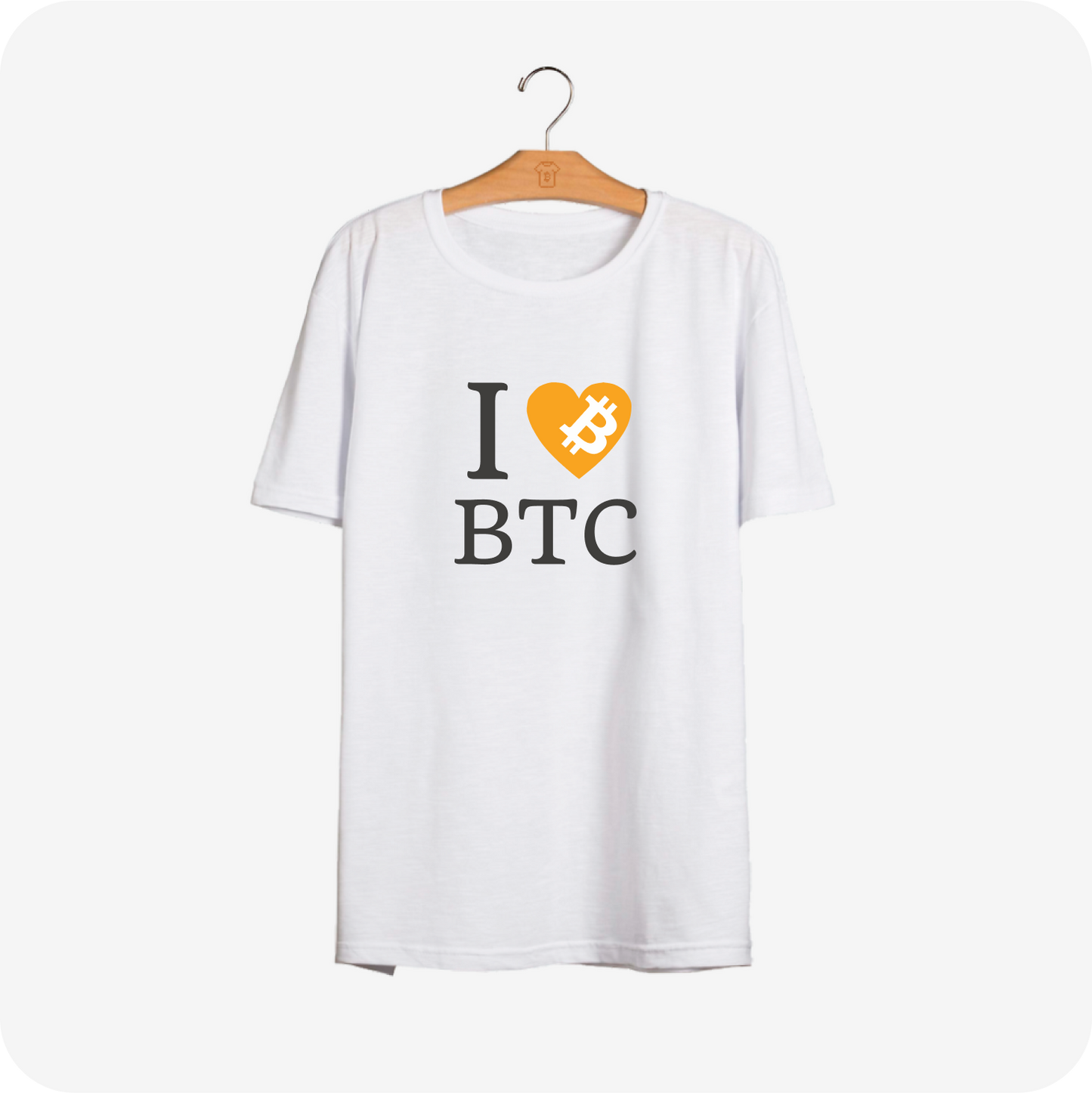 Camiseta CryptoShirts I Love BTC Branca - PIMA