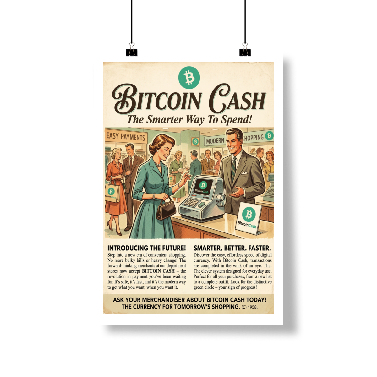 Poster Crypto Old School Bitcoin Cash