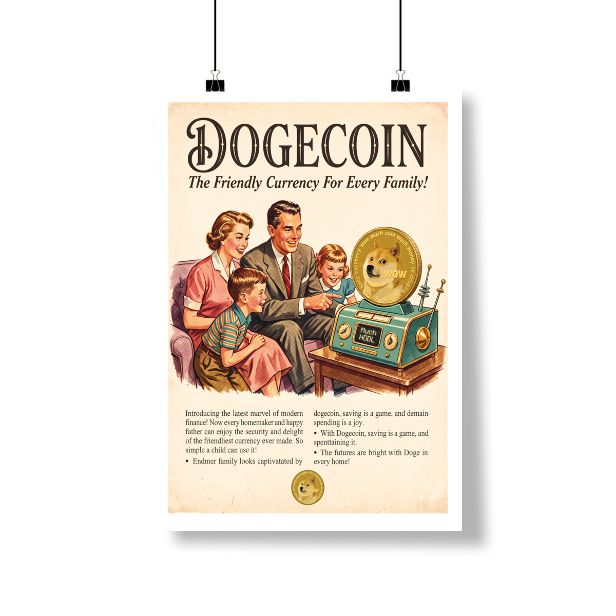 Poster Crypto Old School Dogecoin