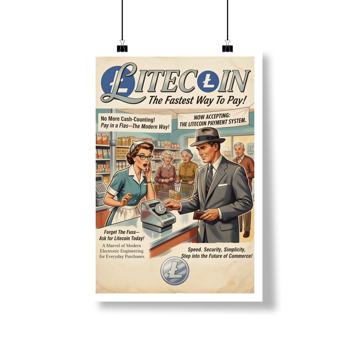 Poster Crypto Old School Litecoin