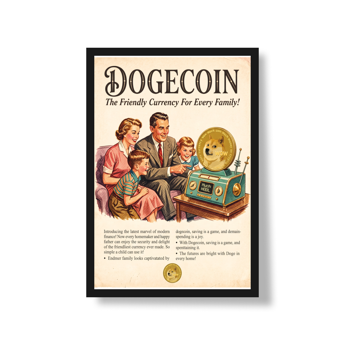 Poster Crypto Old School Dogecoin