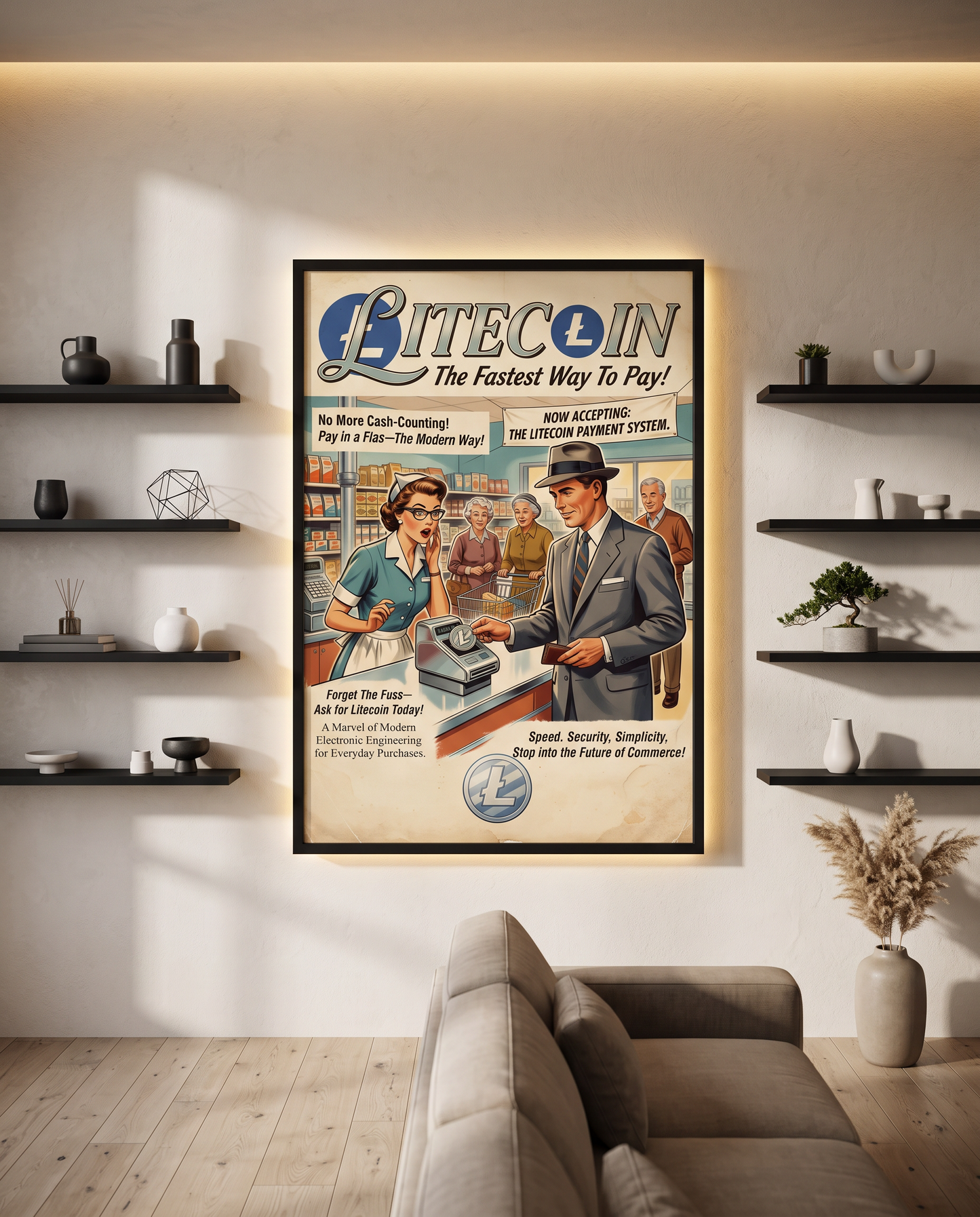 Poster Crypto Old School Litecoin