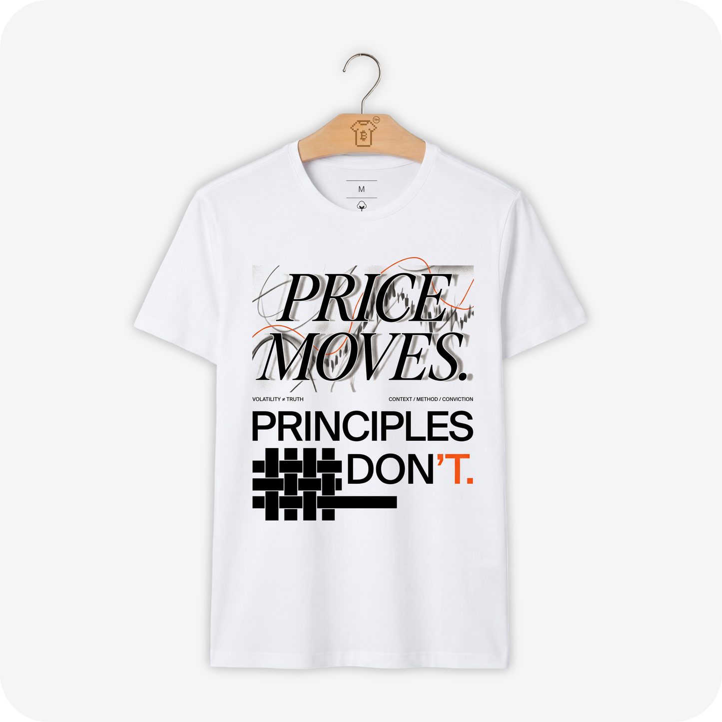 Camiseta WeSearch Price Moves. Principles Don't