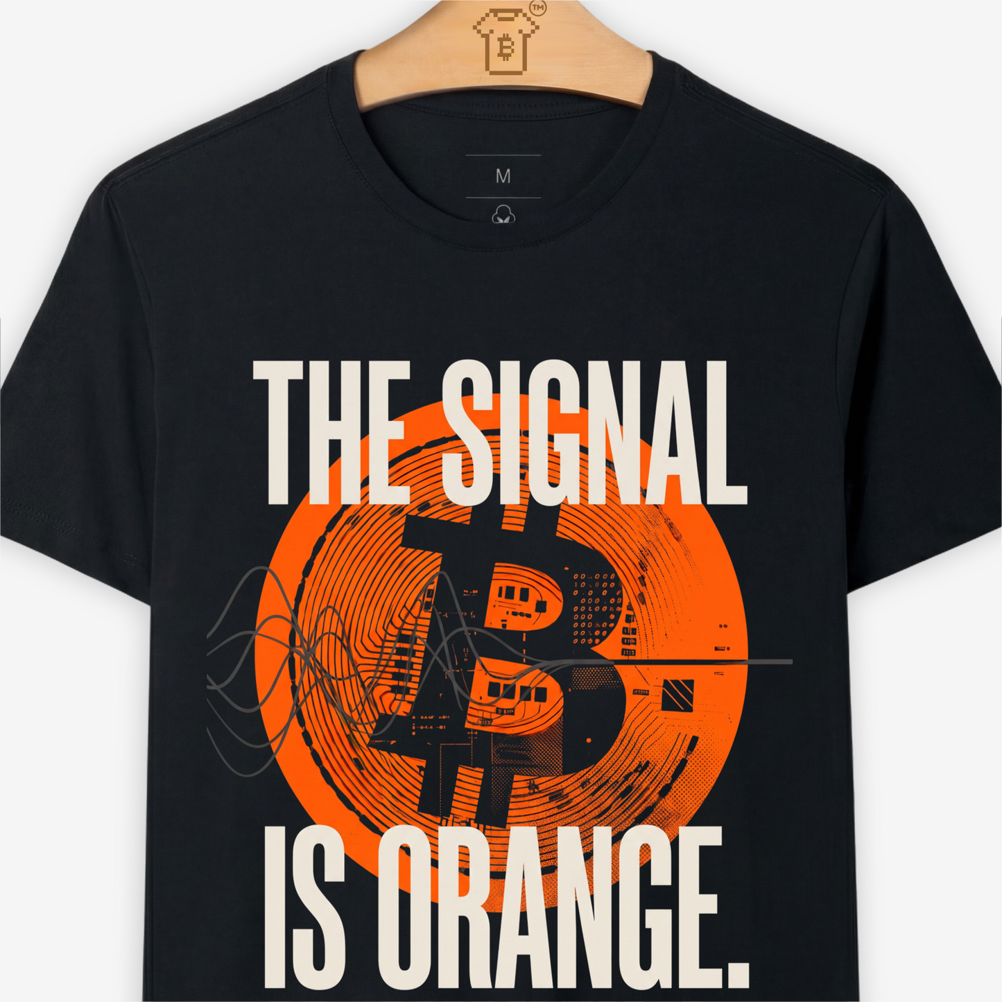 Camiseta WeSearch The Signal Is Orange (símbolo ₿ circuito)