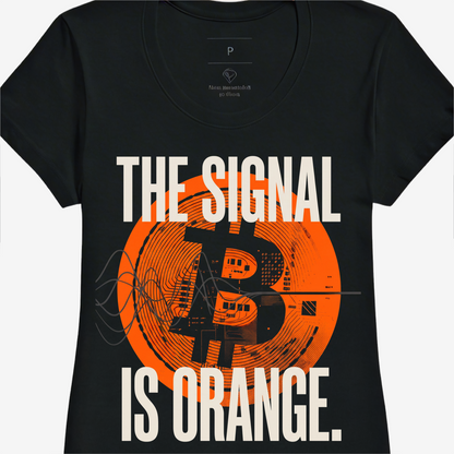 Camiseta WeSearch The Signal Is Orange (símbolo ₿ circuito)