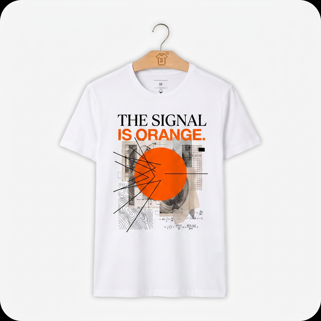 Camiseta WeSearch The Signal Is Orange." (nota de dólar)